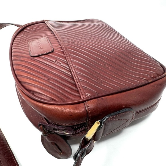 Lancel Vintage Burgundy Leather Crossbody Bag – Boxy Parisian Chic - Picture 6 of 9